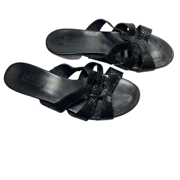 Munro American Sandals Slip on Slides Block Kitten Heel Shoes - Picture 1 of 12